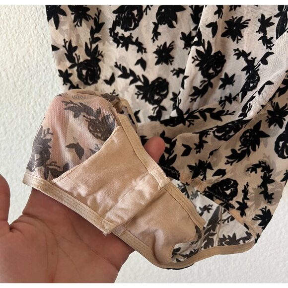 NWT| INC International Concepts Sheer Velvet Floral Bodysuit Size L - Picture 6 of 7